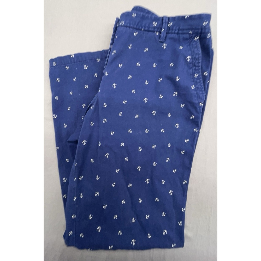 Talbots Relaxed Chino Pants 10 Blue Anchor Cotton Stretch Pocket Nautical Sail